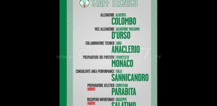 Monopoli: ufficializzato lo staff tecnico